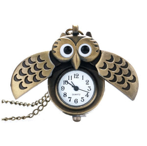 Cute Night Owl Necklace Pocket Watch