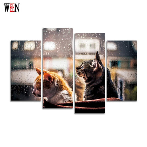 Couple Cat Wall Canvas Art (No Framed)