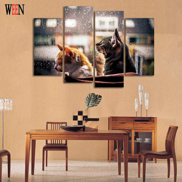 Couple Cat Wall Canvas Art (No Framed)