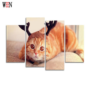 Modern Cat Wall Canvas Art Cat (No Frame)