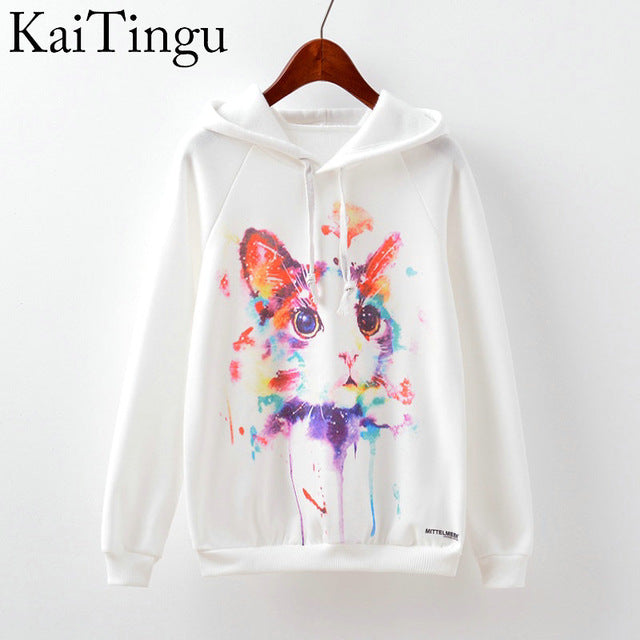 Cool Cat Art Woman Hoodies