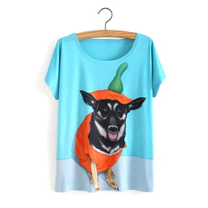3D Funny Pumpkin Dog Woman Tshirt