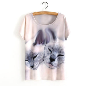 3D Couple Cat Woman Tshirt