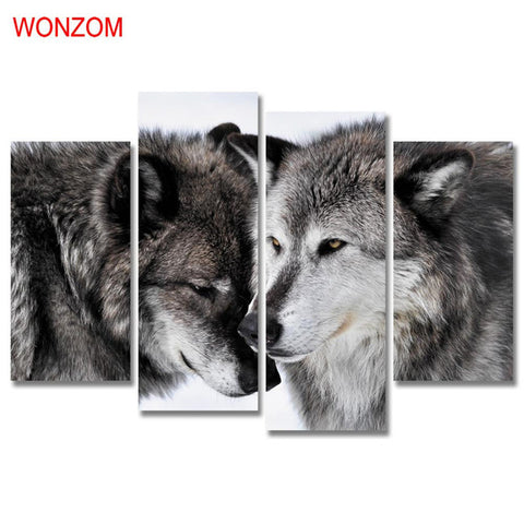 Modern Wolf Canvas Painting (Not Framed)