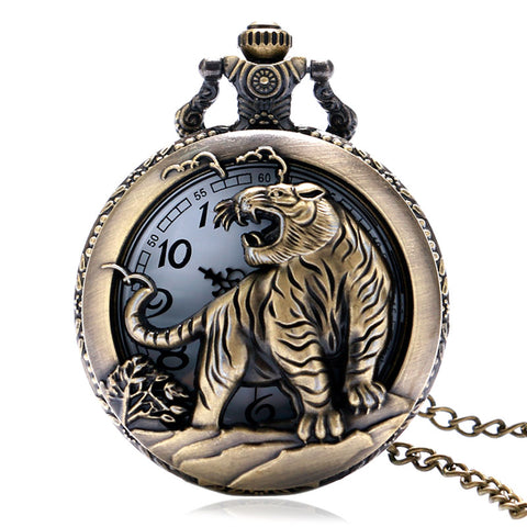 Tiger Hollow Pocket Watch