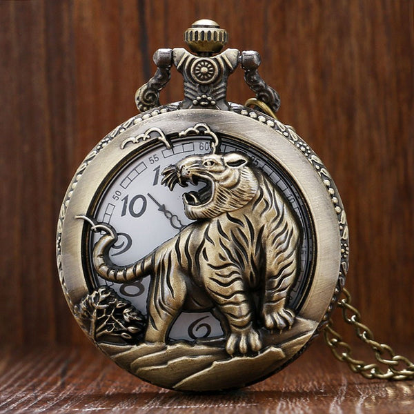 Tiger Hollow Pocket Watch