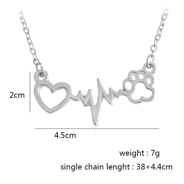 I Love Paw ECG Necklace