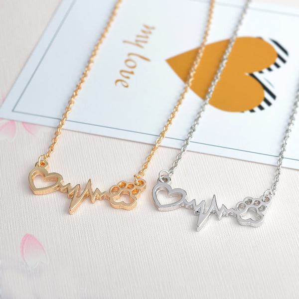 I Love Paw ECG Necklace