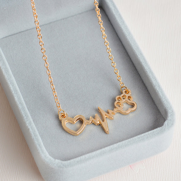 I Love Paw ECG Necklace