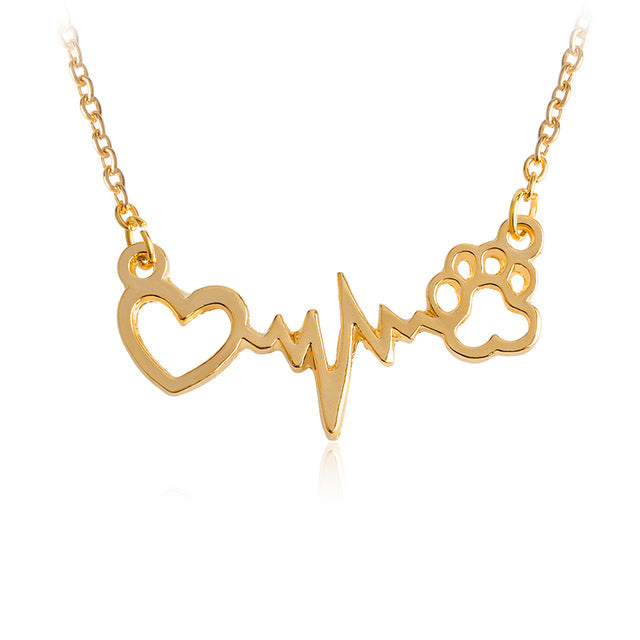 I Love Paw ECG Necklace