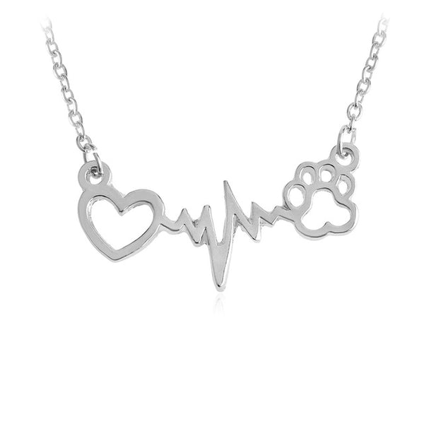 I Love Paw ECG Necklace