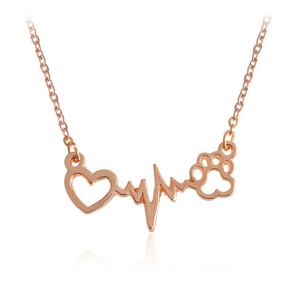 I Love Paw ECG Necklace