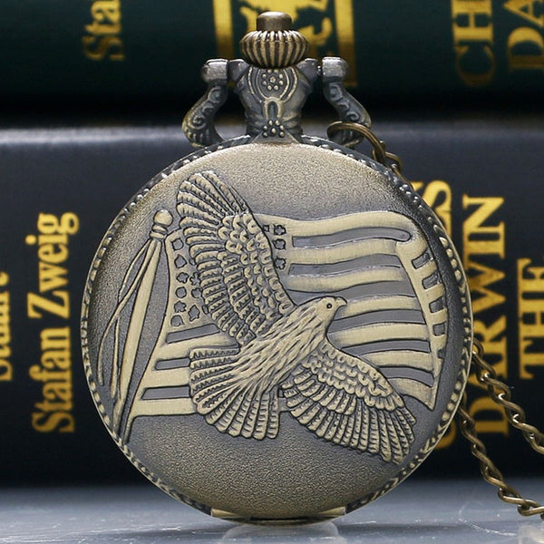 Antique Bronze US Flag Clock Watches