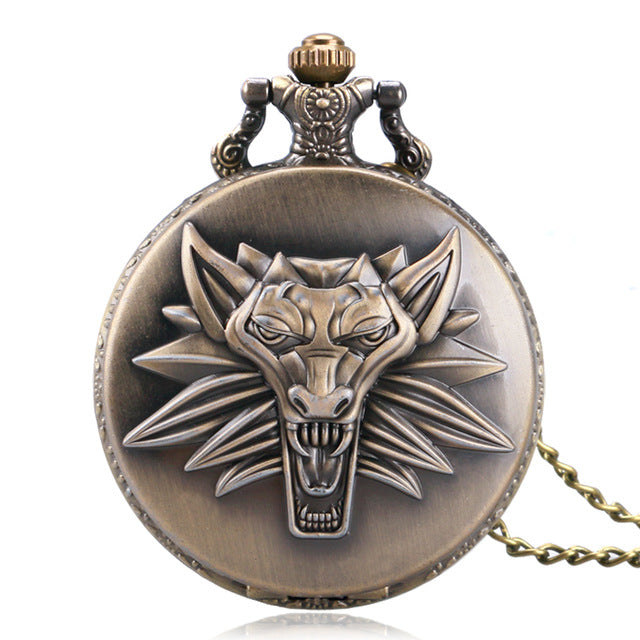 Wolf Pocket Watch Necklace