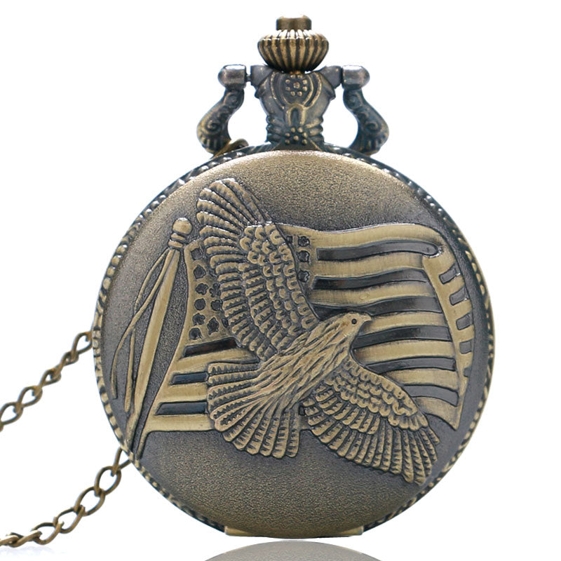 Antique Bronze US Flag Clock Watches
