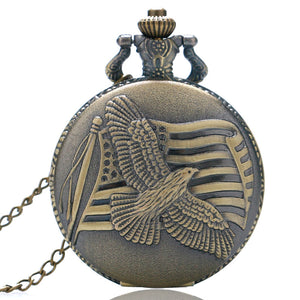 Antique Bronze US Flag Clock Watches
