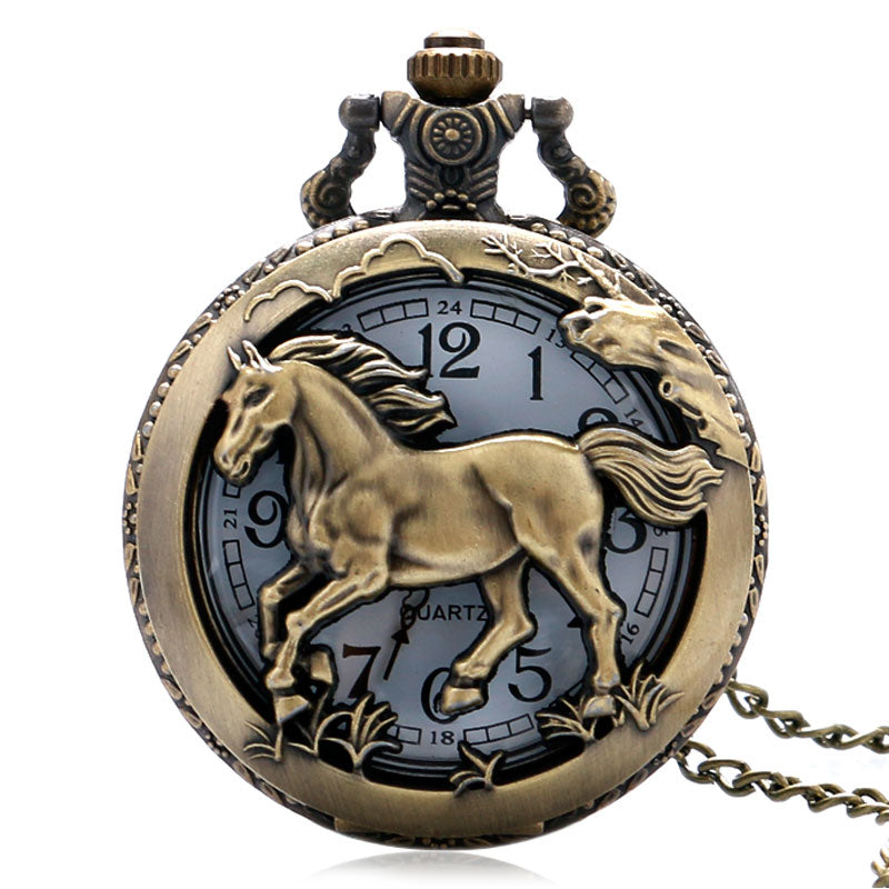Bronze Horse Hollow Pocket Watch