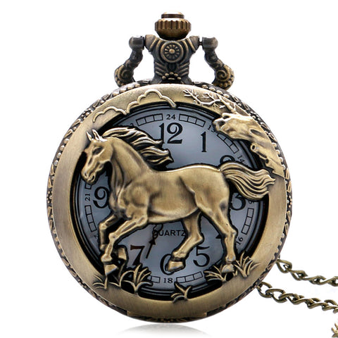 Bronze Horse Hollow Pocket Watch