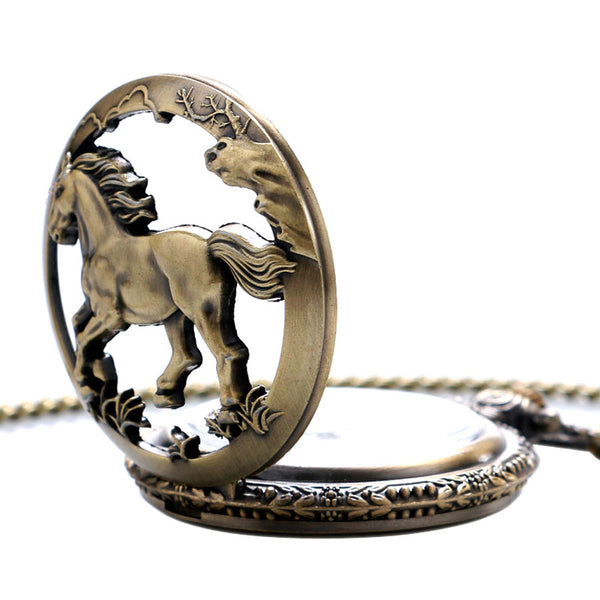Bronze Horse Hollow Pocket Watch