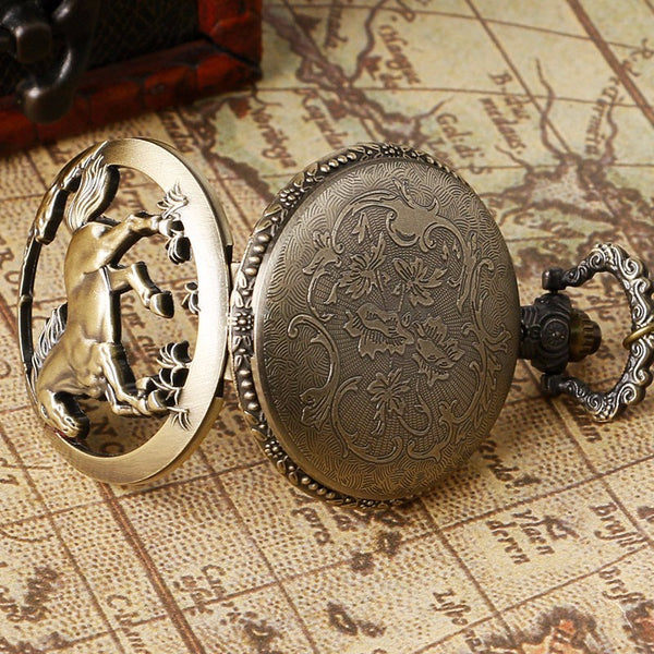 Bronze Horse Hollow Pocket Watch
