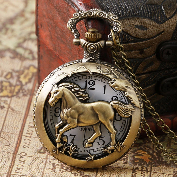Bronze Horse Hollow Pocket Watch
