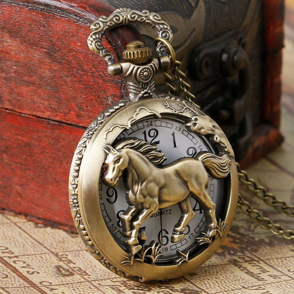 Bronze Horse Hollow Pocket Watch