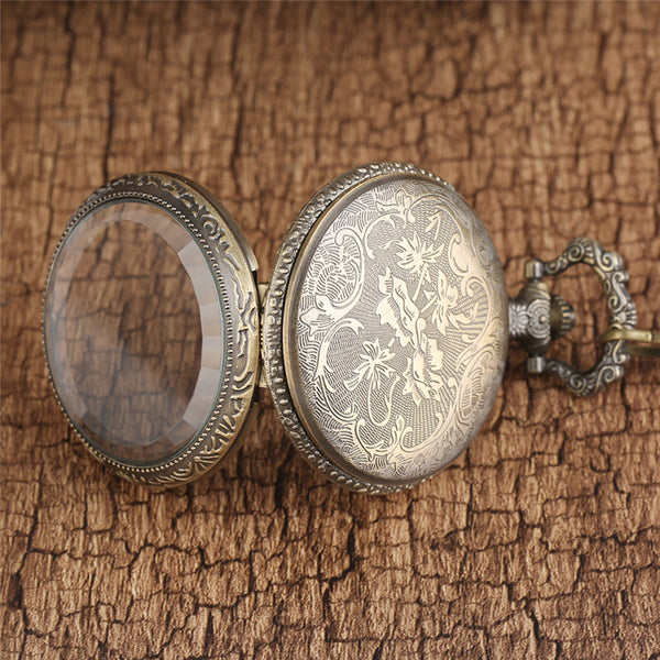 Transparent Glass Horse Pocket Watch