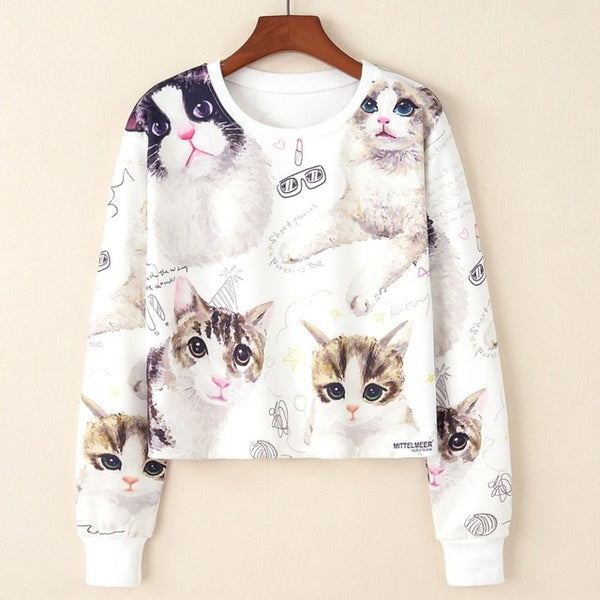 Casual Cat Woman Long Sleeve