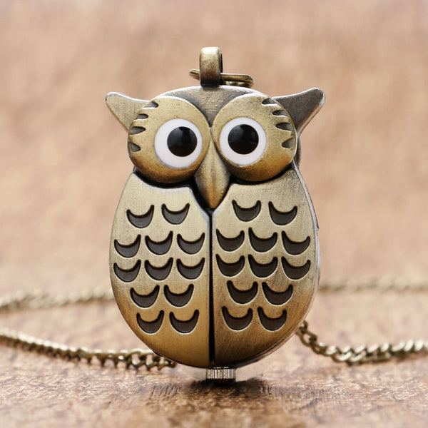 Cute Night Owl Necklace Pocket Watch