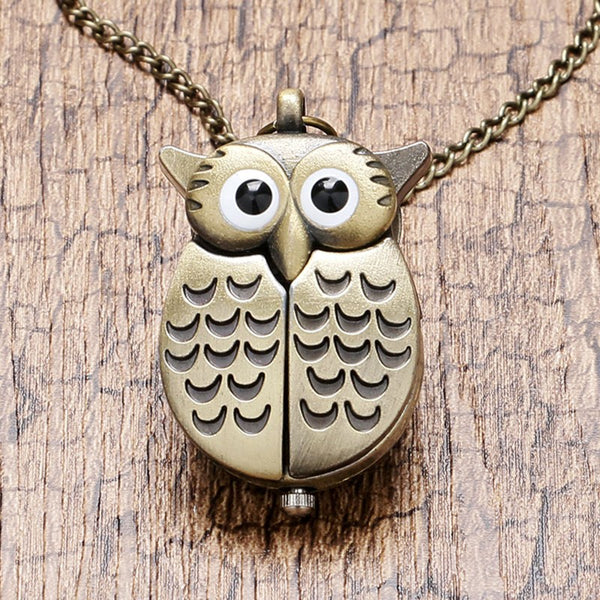 Cute Night Owl Necklace Pocket Watch
