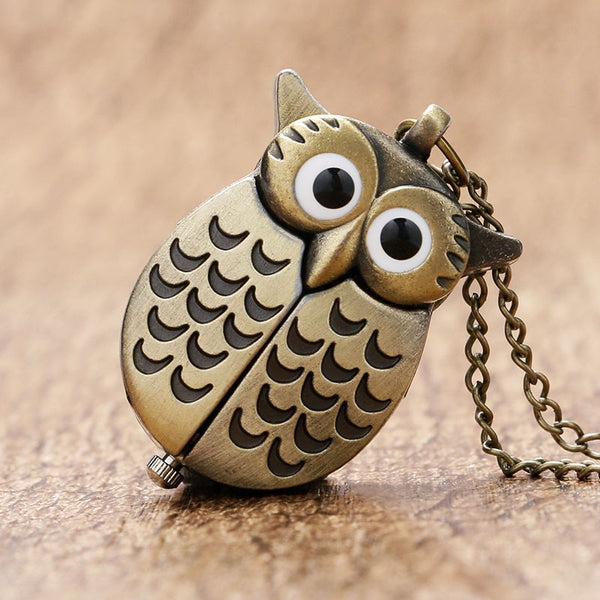 Cute Night Owl Necklace Pocket Watch