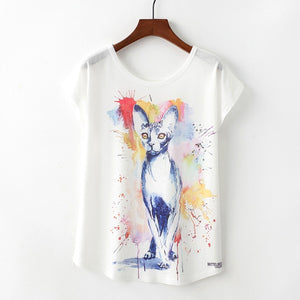 Unique Cat Art Woman Tshirt