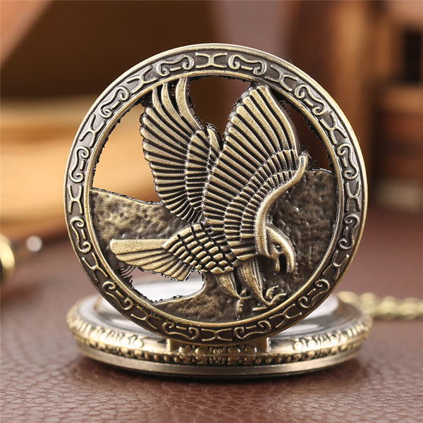 Flying Hunting Eagle Pocket Watch