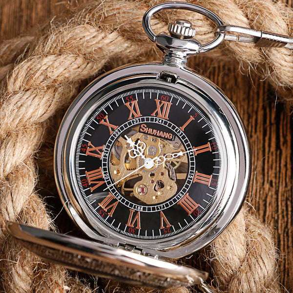 Evil Dragon Mechanical Pocket Watches Vintage Silver